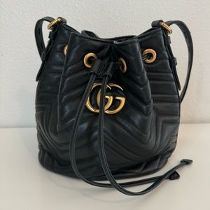 Gucci Calfskin Matelasse GG Marmont Bucket Bag